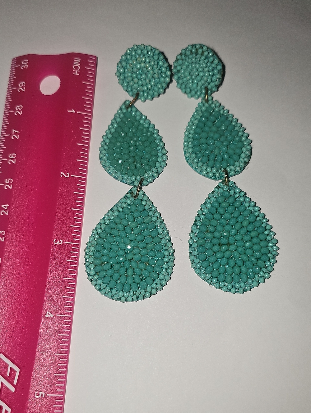Turquoise Beaded Teardrop Statement Earrings - Women Jewelry